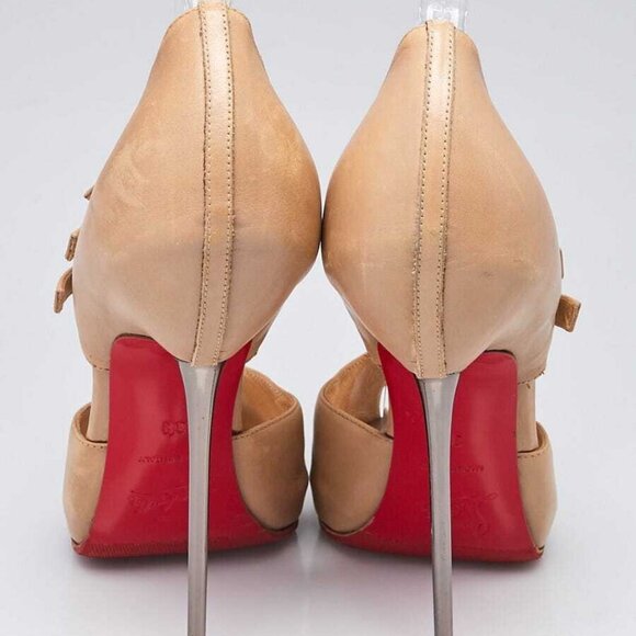 Christian Louboutin Pomice Leather 3 Fibbia 120 Open Toe Heels Size 7.5/38 - Picture 5 of 5